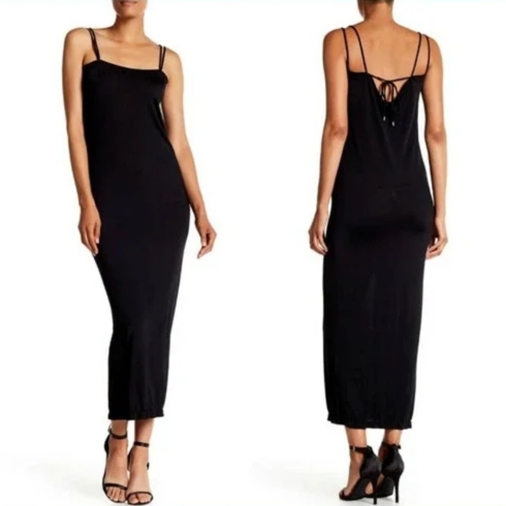 New WOLFORD Shiny Viscose Strappy Dress in Black Size Medium